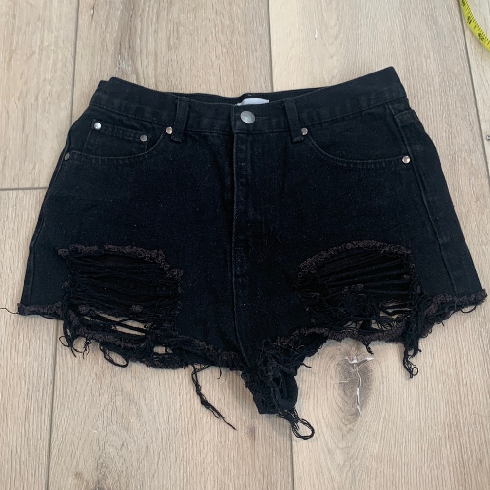 Superdown black denim shorts